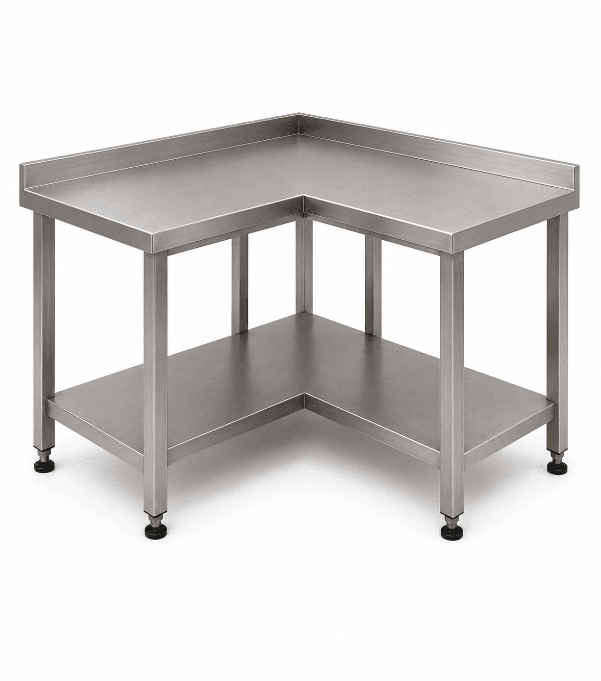 CORNER WORK TABLE WITH UNDERSHELF — commercial kitchen equipment by Veecos, Visakhapatnam (Vizag)