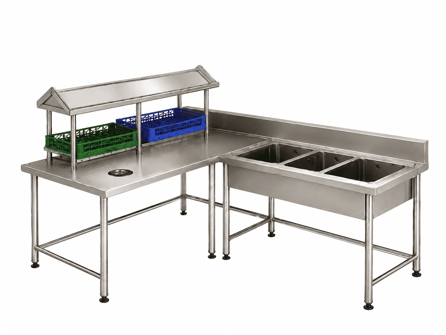 L-SHAPE SOIL DISH TABLE WITH SINK — commercial kitchen equipment by Veecos, Visakhapatnam (Vizag)